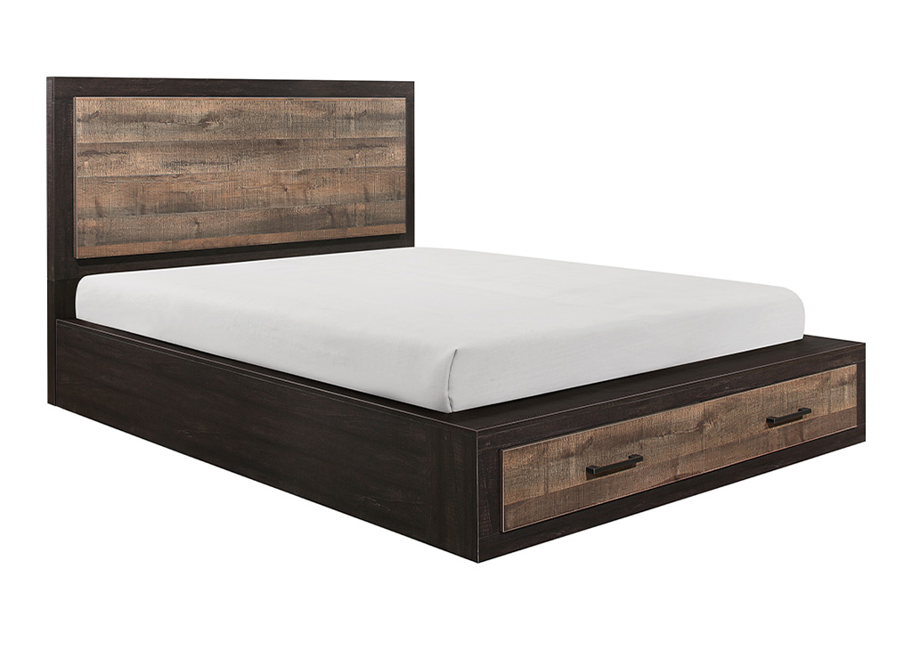 Contemporary Two Toned Rustic Queen Bed, Rustic Queen Bed Frame